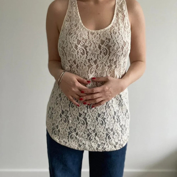 Aritzia Wilfred Madeline Tank Top Sleeveless Lace Racerback Blouse Size Small - Picture 1 of 16
